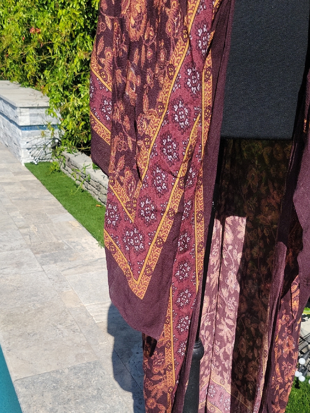 Sundance Long Kimono, Browns And Burgandy Boho Vibes - Picture 3 of 13